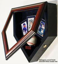 Load image into Gallery viewer, 1 Baseball and 3 Cards Homeplate Shaped Display Case