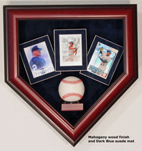 Load image into Gallery viewer, 1 Baseball and 3 Cards Homeplate Shaped Display Case