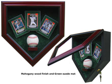Load image into Gallery viewer, 1 Baseball and 3 Cards Homeplate Shaped Display Case