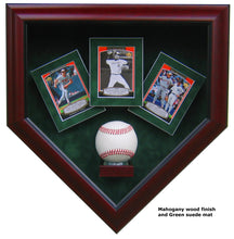 Load image into Gallery viewer, 1 Baseball and 3 Cards Homeplate Shaped Display Case