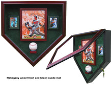 Load image into Gallery viewer, 1 Baseball, 8x10 Photo and 2 Cards Homeplate Shaped Display Case