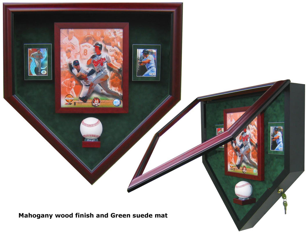 1 Baseball, 8x10 Photo and 2 Cards Homeplate Shaped Display Case Heroes on Display 1 Baseball, 8x10 Photo and 2 Cards Homeplate Shaped Display Case Heroes on Display