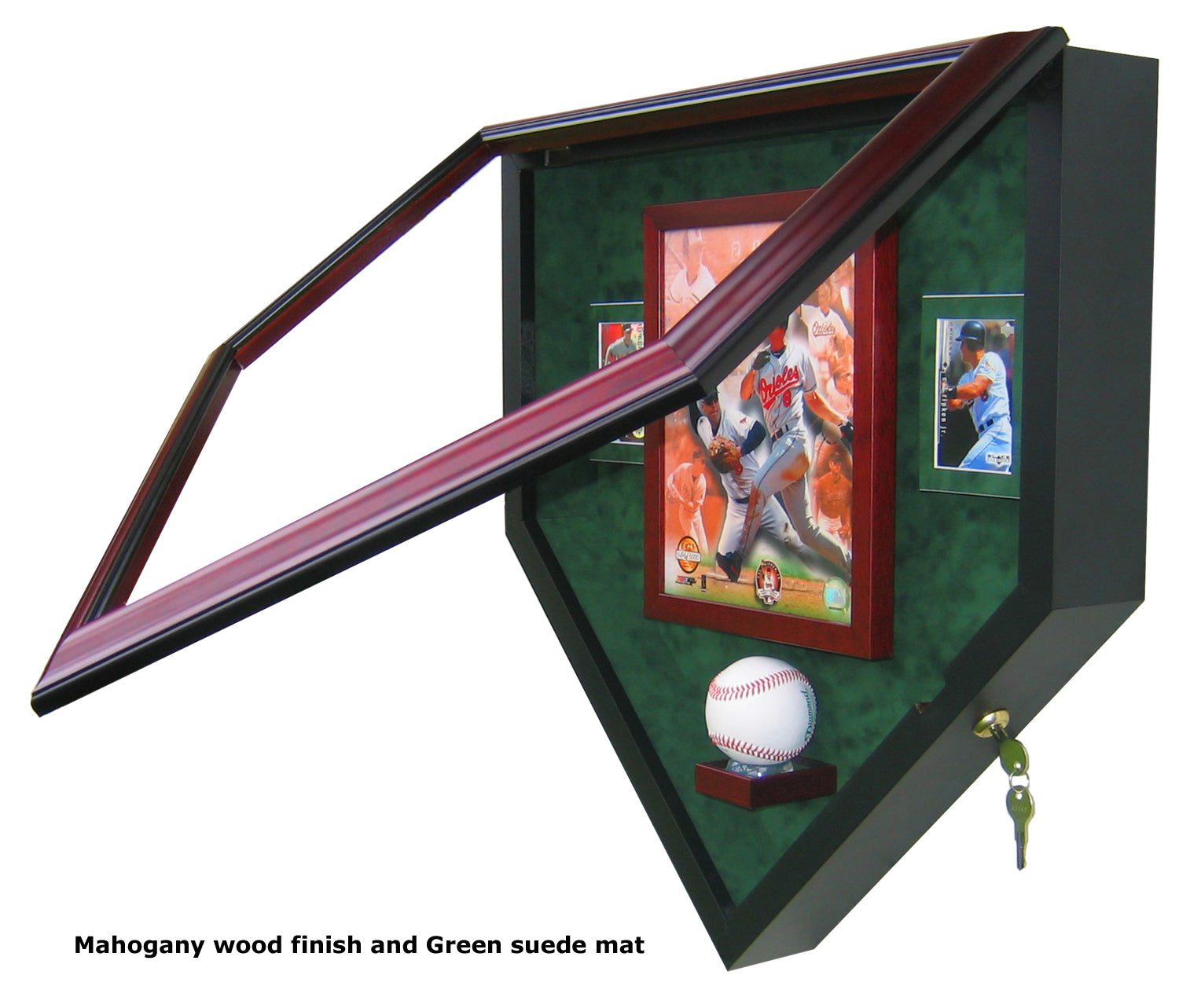 1 Baseball, 8x10 Photo and 2 Cards Homeplate Shaped Display Case Heroes on Display 1 Baseball, 8x10 Photo and 2 Cards Homeplate Shaped Display Case Heroes on Display
