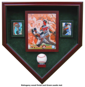 baseball cards display case Wall Mounted Single and Card with Mirror Game Day Treasures and a crystal 1 Baseball, 8x10 Photo and
